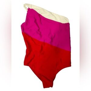 Summersalt One Piece Swimsuit 18 Compression One Shoulder Pink Red